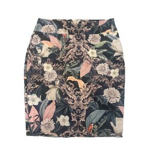 Thalia Sodi Women’s Classic 2XL Black Pastel Botanical Floral Pencil Skirt